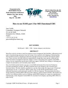 2005 - WBFna - How to use ISA95 part 3 for MES functional URS.doc