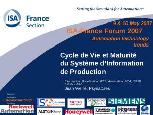 2007 - ISAFrance - Cycle de Vie et Maturité du Système dInformation de Production.ppt
