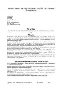 2002 - IRAForumAdvantic-Norme ANSIISA-88  Organisation « avancée » du Contrôle de Processus.doc