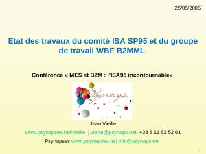 2005 - REE Conf S95 - Etat des travaux SP95 et B2MML.ppt