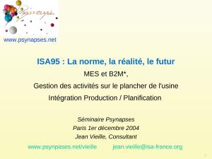 2004 - Psynapses - ISA95 La norme, la réalité, le futur.ppt