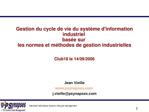 2006 - SEE - Gestion du cycle de vie du système d'information industriel - normes et méthodes.ppt