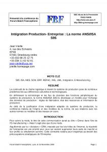 2000 - FBF - Intégration Production- Entreprise  La norme ANSIISA S95.doc
