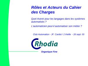 2000 - Club Automation - Rôles et Acteurs du Cahier des Charges.ppt