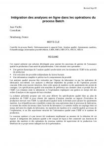 1999 - Automation - Intégration des analyses en ligne dans les opérations du process Batch.doc