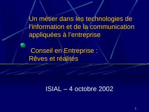 2002 - ISIAL - Conseil en Entreprise Rêves et réalités.ppt
