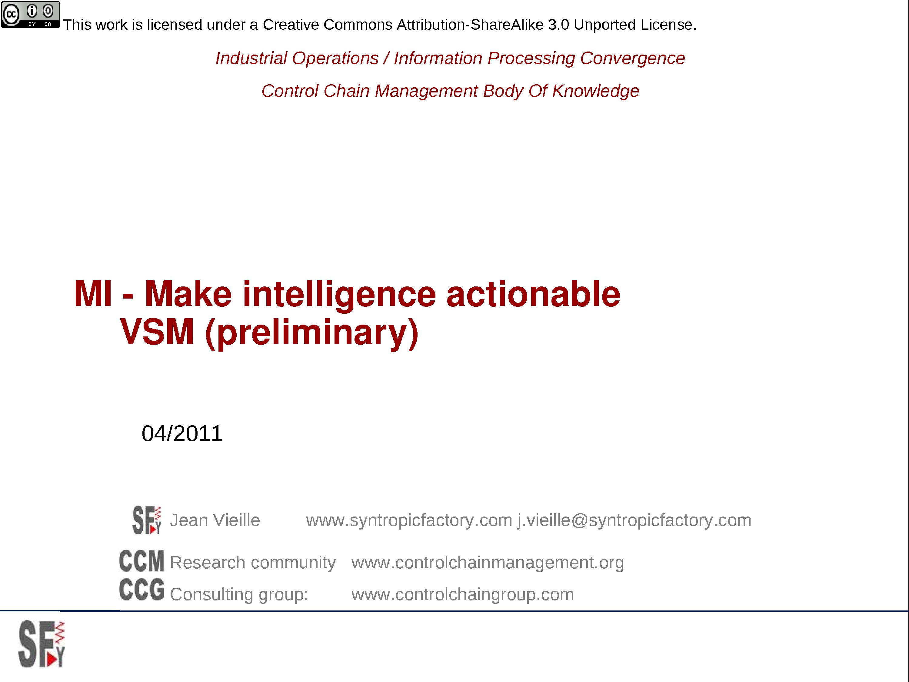 4 MI - Make Intelligence Actionable - VSM.pptx