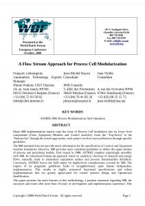 2000 - WBFeu - A Flow Stream Approach for Process Cell Modularization.doc